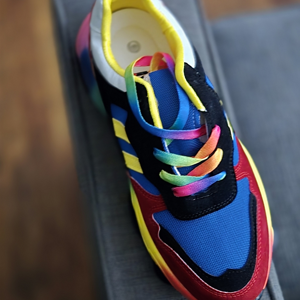 Womens Rainbow Lace Athletic Sneakers - Multicolor